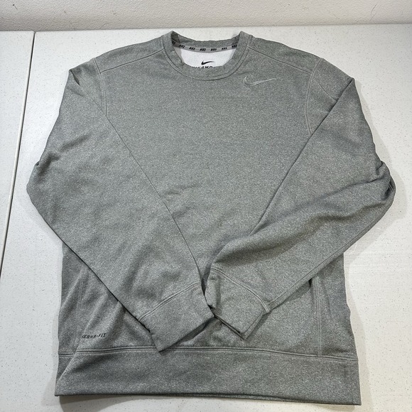 Nike Therma Fit Grey Sweater Fleece Lined Size Small - Picture 1 of 8